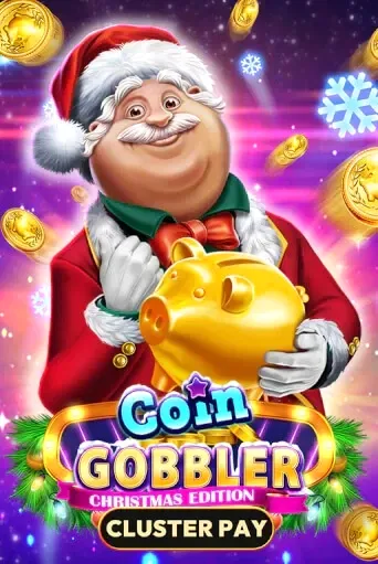 Père Noël tenant une tirelire cochon dorée, jeu de machine à sous Coin Gobbler Christmas Edition
