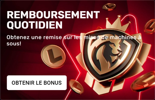 Bannière promotionnelle LEON avec offre de remboursement quotidien sur les machines à sous